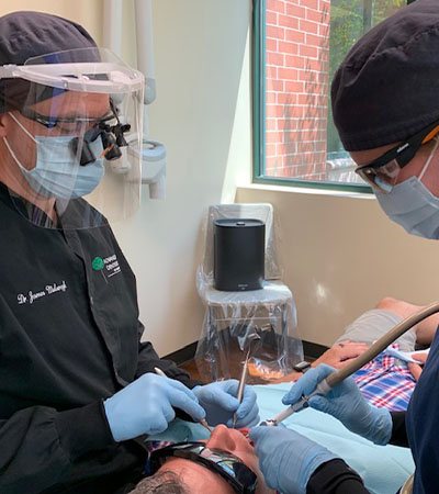 Patient receiving metal free dental restoration