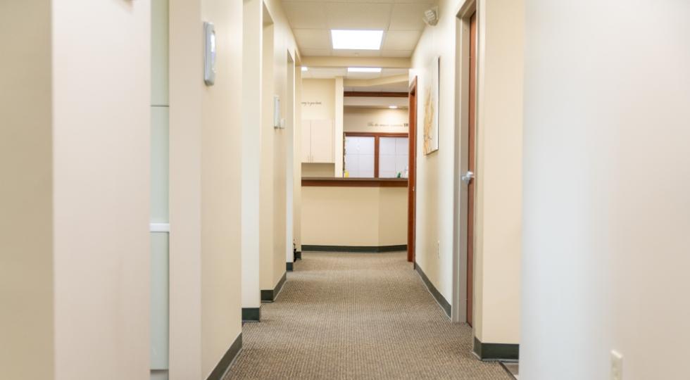 Hallway to dental treatment rooms